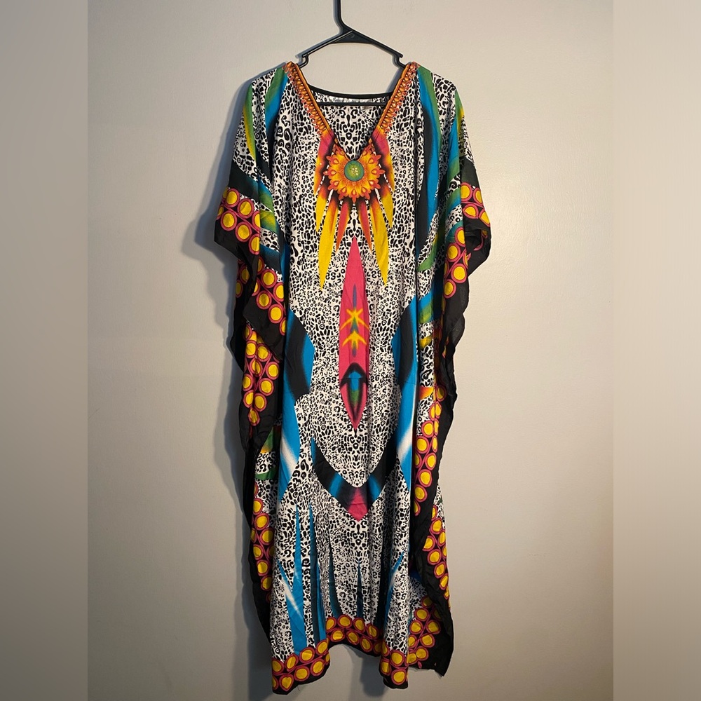 Item 129 Jessica Taylor Bohemian Multi-Color Printed Caftan Dress